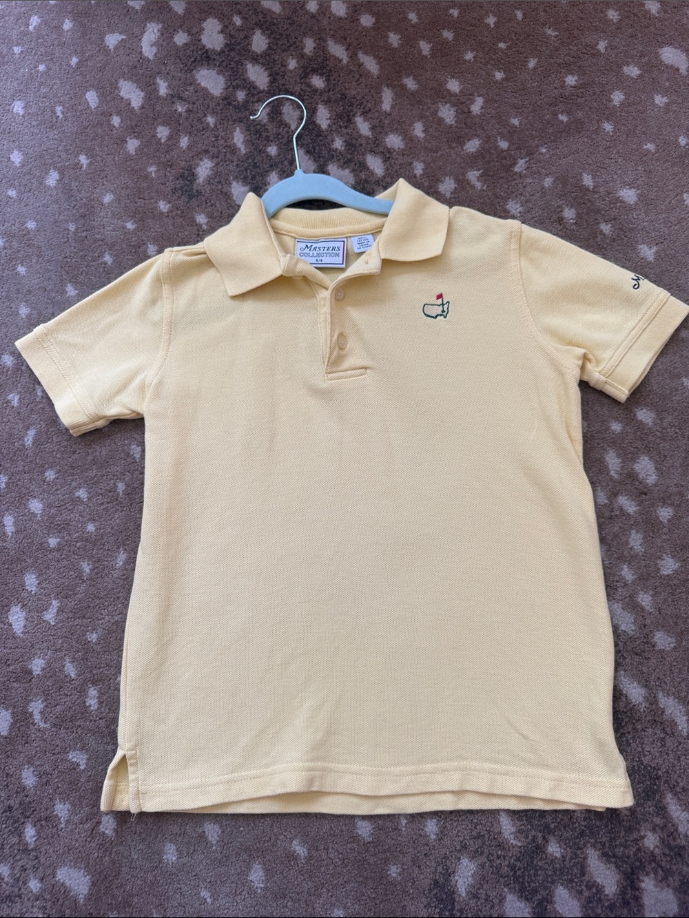 Masters Light Yellow Kids Polo with Embroidered Flag Logo